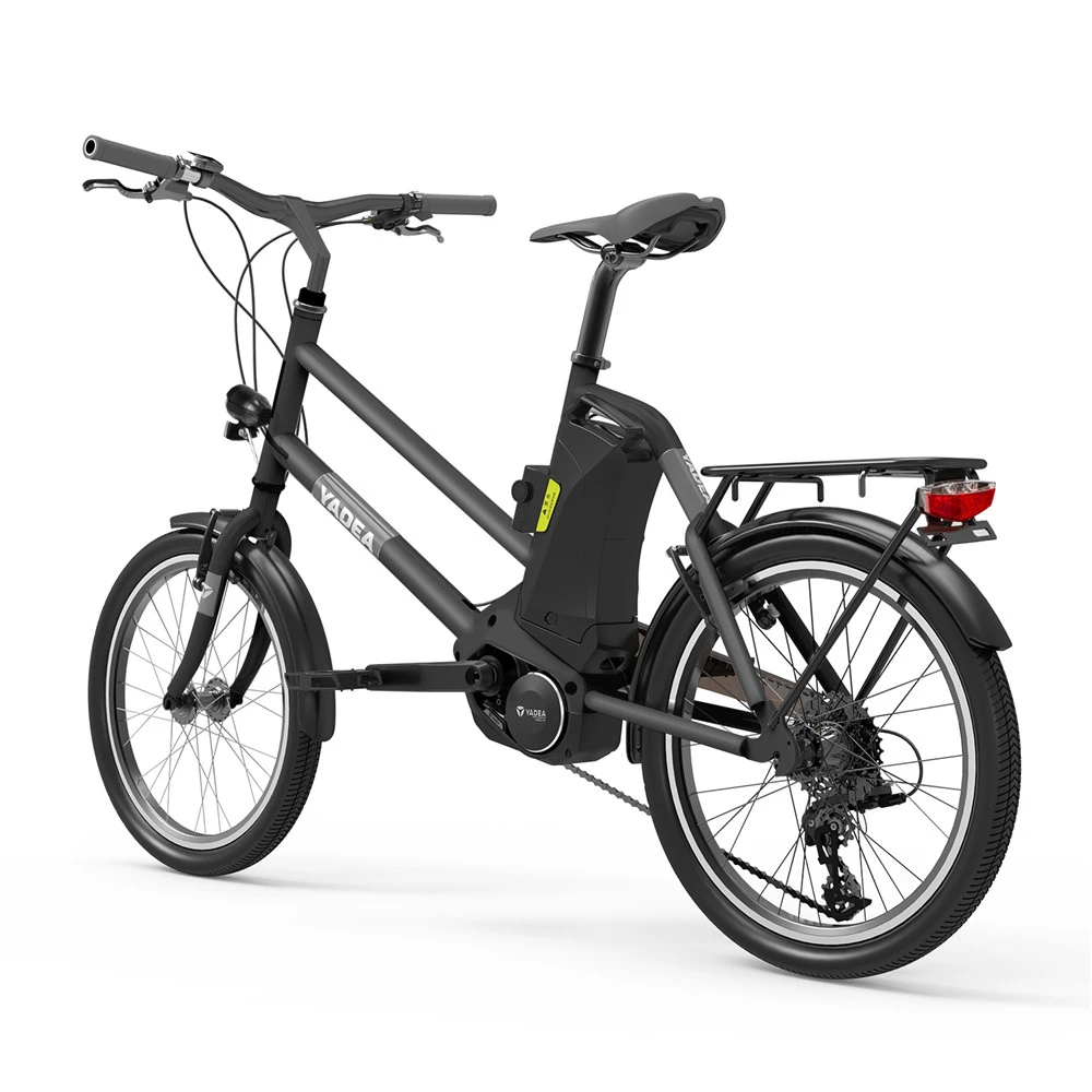 YADEA YT300 20 Inch Touring Electric City Bike 250W OKAWA Mid Drive Motor SHIMANO 7-Speed Rear Derailleur 36V 7.8Ah Removable Battery 25km/h Max Speed Up To 60km Max Range LED Headlight - Black - Image 6