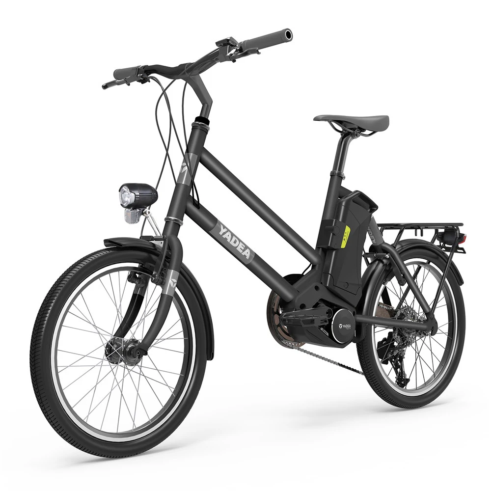 YADEA YT300 20 Inch Touring Electric City Bike 250W OKAWA Mid Drive Motor SHIMANO 7-Speed Rear Derailleur 36V 7.8Ah Removable Battery 25km/h Max Speed Up To 60km Max Range LED Headlight - Black - Image 3
