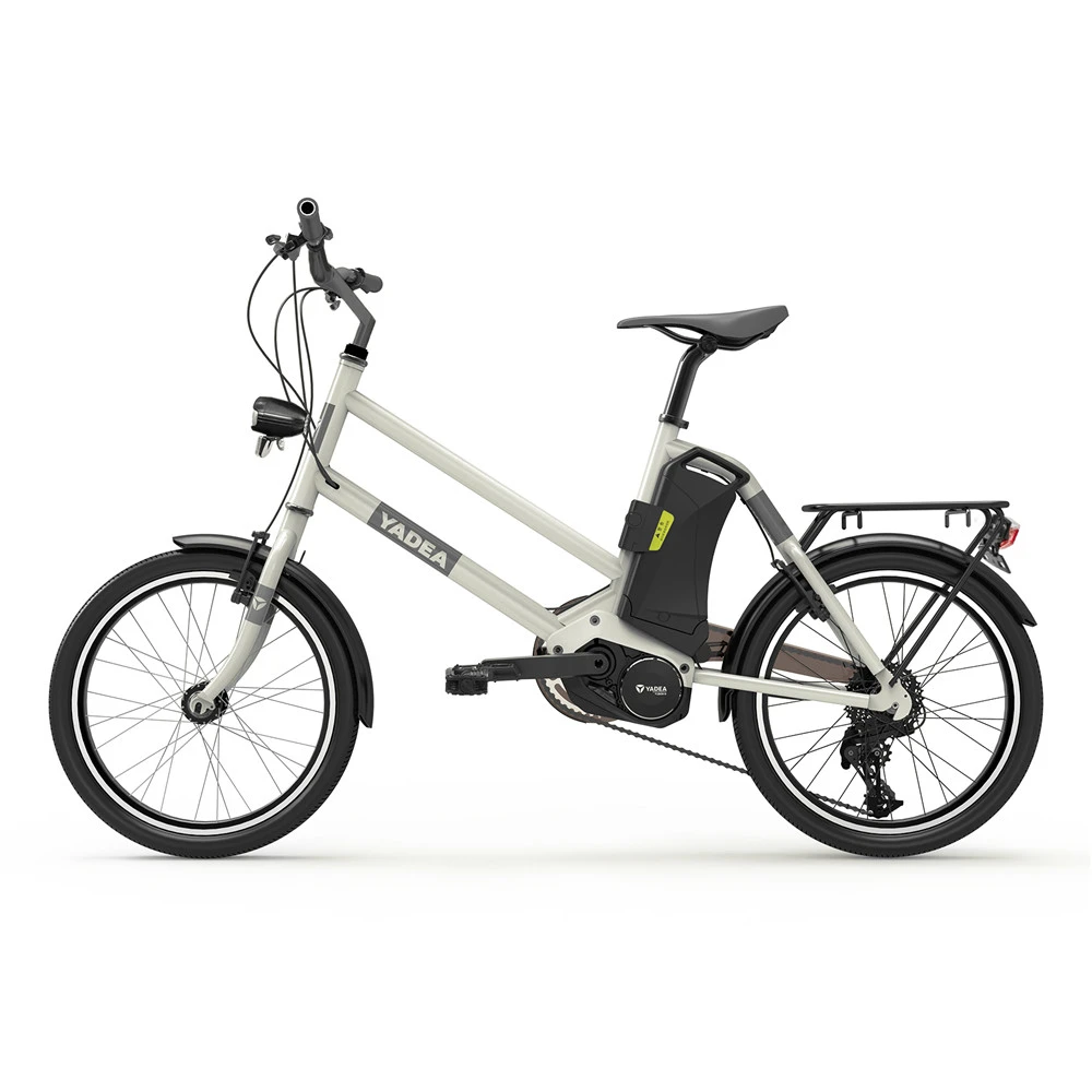 YADEA YT300 20 Inch Touring Electric City Bike 250W OKAWA Mid Drive Motor SHIMANO 7-Speed Rear Derailleur 36V 7.8Ah Removable Battery 25km/h Max Speed Up To 60km Max Range LED Headlight - White - Image 3