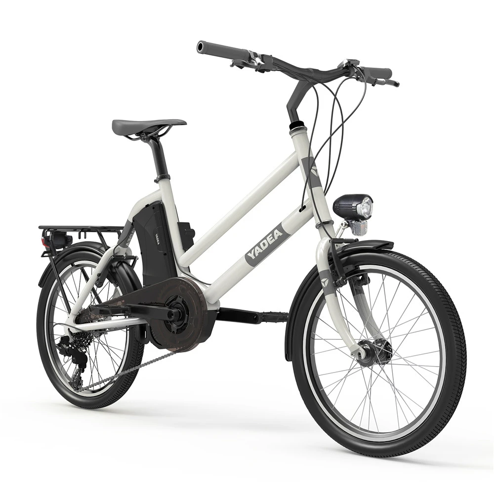 YADEA YT300 20 Inch Touring Electric City Bike 250W OKAWA Mid Drive Motor SHIMANO 7-Speed Rear Derailleur 36V 7.8Ah Removable Battery 25km/h Max Speed Up To 60km Max Range LED Headlight - White