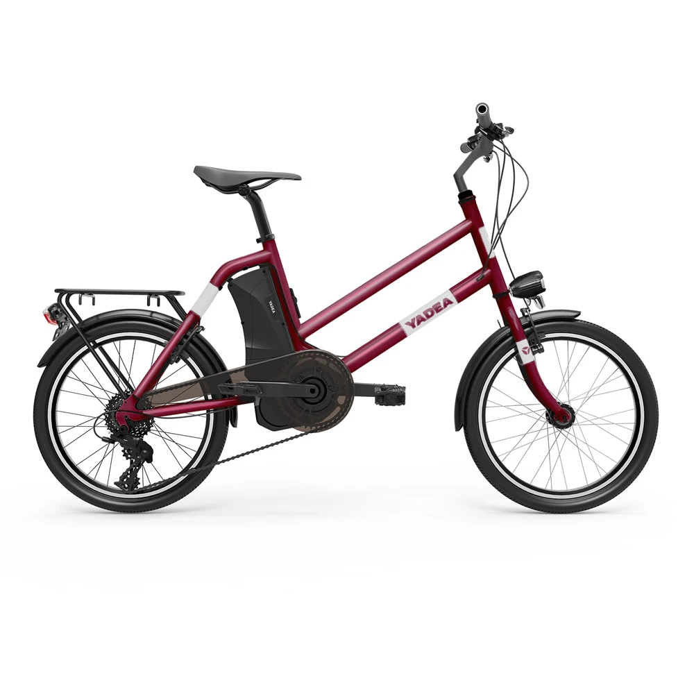 YADEA YT300 20 Inch Touring Electric City Bike 250W OKAWA Mid Drive Motor SHIMANO 7-Speed Rear Derailleur 36V 7.8Ah Removable Battery 25km/h Max Speed Up To 60km Max Range LED Headlight - Red - Image 2