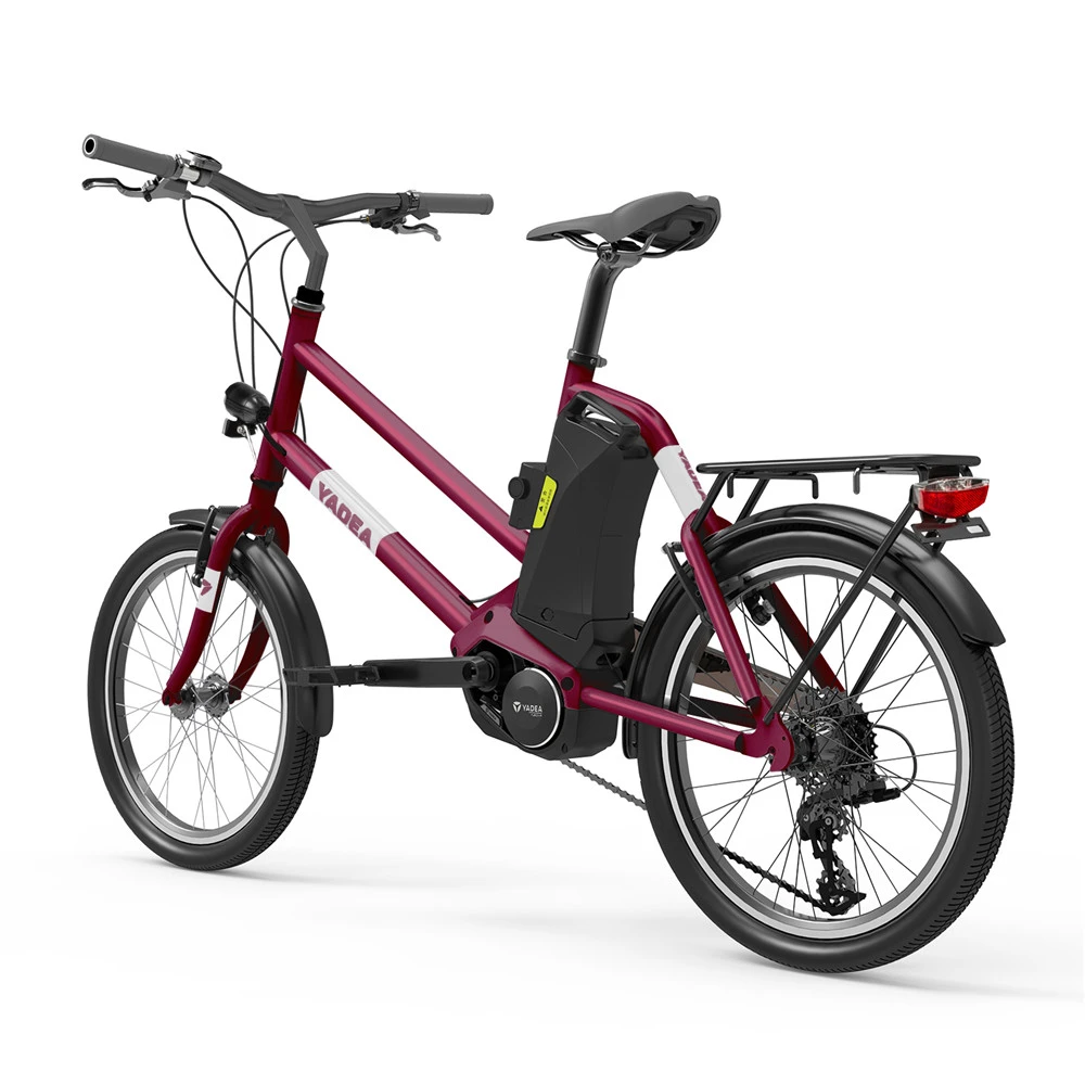 YADEA YT300 20 Inch Touring Electric City Bike 250W OKAWA Mid Drive Motor SHIMANO 7-Speed Rear Derailleur 36V 7.8Ah Removable Battery 25km/h Max Speed Up To 60km Max Range LED Headlight - Red - Image 5